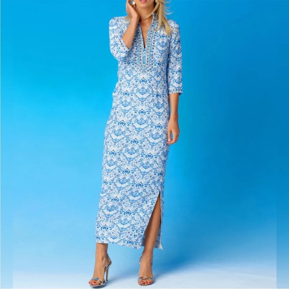 Nicoblu Shalimar Long Tunic Dress with Sapphire Jewel Embellishment - Picture 2 of 11